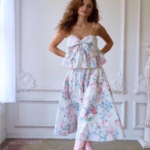 Selkie The Cotswolds Sacré Coeur Top Floral Bow Crop Top Small NWT